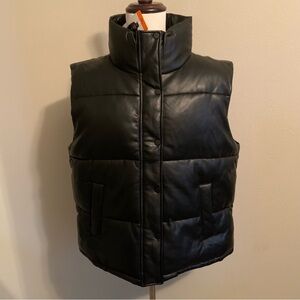 Marc New York Black Ladies Faux Leather Puffer Vest - size XXL